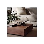 Eriza Home 1002 Kare Traverten Mermer Desenli Modern Orta Sehpa, Ceviz