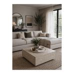 Eriza Home 1002 Kare Traverten Mermer Desenli Modern Orta Sehpa, Krem