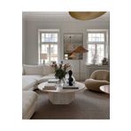 Eriza Home 1006 Yuvarlak Modern Traverten Desenli Orta Sehpa, Krem
