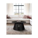 Eriza Home 1020 Yuvarlak Country Çıtalı Orta Sehpa, Siyah