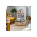 Eriza Home 1021, Yeni Nesil Modern Elips Geometrik Orta Cam Sehpa, Naturel