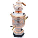 Eriza Home 6 litre 220 V Elektrikli İşlemeli Bakır Beyaz Semaver