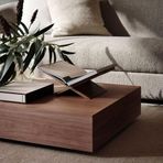 Eriza Home Eriza Lesley, Kare Traverten Mermer Desenli Modern Orta Sehpa, Ceviz