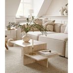 Eriza Home Eriza Magazin, Modern Yeni Nesil Traverten Desenli Orta Sehpa, Krem