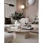 Eriza Home Eriza Nova, Yuvarlak Modern Traverten Desenli Orta Sehpa, Krem