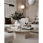 Eriza Nova, Yuvarlak Modern Traverten Desenli Orta Sehpa, Krem