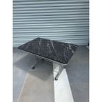 Erk Mobilya Tekerlekli Orta Sehpa, 70x110 Tekerlekli Orta Sehpa, Tekerli Sehpa - Siyah mermer