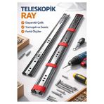 erkan mobilya ve hırdavat ERKAN Mobilya Aksesuar ve Hırdavat Teleskopik Ray 1 çift-1 çekmecelik (50'lık)