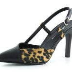 Erkan Saçmacı Kadın Sacha Siyah Leopar Slingback İnce Topuklu Ayakkabı 38