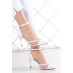 Erkan Sacmaci Kaylee Beyaz Vegan Fileli Tasli Stiletto