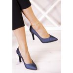 Erkan Saçmacı Victoria Lacivert Saten Jatqılı Abiye Stiletto 9 Cm.