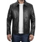 Erkek %100 Hakiki Deri Ceket - Vintage Motosiklet Kıyafeti - Resmi ve Günlük Giyim için Dar Kesim Klasik Ceket, Siyah - Fitil Ceket, XXL