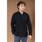 Erkek %100 Natural Uzun Kollu Regular Kalıp Organik Keten Baba Gömlek 8120 - XL - Siyah