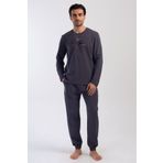 Erkek 2 İplik Uzun Kol Füme Pijama Takım C5T0N0O304 FÜME XXL