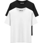 Erkek 2 Li Paket %100 Pamuk Oversize Tişört Basic Bisiklet Yaka Kısa Kollu T-Shirt - 0 Siyah - XL