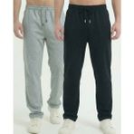 Erkek 2'li Baggy Bol Paça Oversize Relaxed 4 Mevsim Eşofman Altı Bol Paça 2 Iplik Tam Kalıp - Siyah-Gri