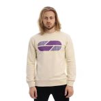 Erkek 3 İplik Pamuklu Baskılı Regular Fit Basic Bisiklet Yaka Ekru Sweatshirt