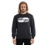 Erkek 3 İplik Pamuklu Baskılı Regular Fit Basic Bisiklet Yaka Füme Sweatshirt