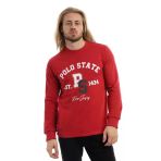 Erkek 3 İplik Pamuklu Baskılı Regular Fit Basic Bisiklet Yaka Kırmızı Sweatshirt