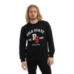 Erkek 3 İplik Pamuklu Baskılı Regular Fit Basic Bisiklet Yaka Siyah Sweatshirt