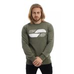 Erkek 3 İplik Pamuklu Baskılı Regular Fit Basic Bisiklet Yaka Yeşil Sweatshirt