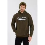 Erkek 3 İplik Pamuklu İçi Polarlı Baskılı Regular Fit Kapüşonlu Kanguru Cepli Haki Sweatshirt