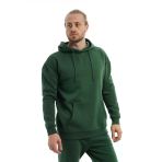 Erkek 3 İplik Pamuklu İçi Polarlı Oversize Kapüşonlu Kanguru Cepli Yeşil Sweatshirt