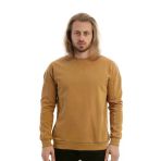 Erkek 3 İplik Pamuklu İçi Polarlı Regular Fit Basic Bisklet Yaka Kahverengi Sweatshirt