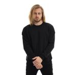 Erkek 3 İplik Pamuklu İçi Polarlı Regular Fit Basic Bisklet Yaka Siyah Sweatshirt