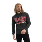 Erkek 3 İplik Pamuklu İçi Polarlı Regular Fit Baskılı Kapüşonlu Kanguru Cepli Antrasit Sweatshirt
