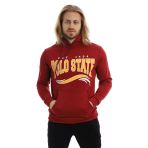Erkek 3 İplik Pamuklu İçi Polarlı Regular Fit Baskılı Kapüşonlu Kanguru Cepli Bordo Sweatshirt