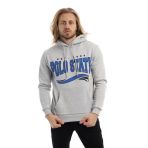 Erkek 3 İplik Pamuklu İçi Polarlı Regular Fit Baskılı Kapüşonlu Kanguru Cepli Gri Sweatshirt