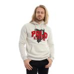 Erkek 3 İplik Pamuklu İçi Polarlı Süzine Nakışlı Regular Fit Kapüşonlu Kanguru Cepli Kar Melanj Sweatshirt