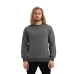 Erkek 3 İplik Pamuklu Regular Fit Basic Bisiklet Yaka Antrasit Sweatshirt