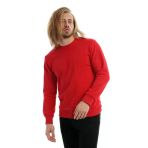 Erkek 3 İplik Pamuklu Regular Fit Basic Bisiklet Yaka Kırmızı Sweatshirt