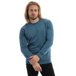 Erkek 3 İplik Pamuklu Regular Fit Basic Bisiklet Yaka Mavi Sweatshirt