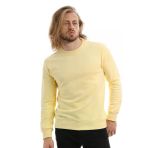 Erkek 3 İplik Pamuklu Regular Fit Basic Bisiklet Yaka Sarı Sweatshirt