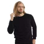 Erkek 3 İplik Pamuklu Regular Fit Basic Bisiklet Yaka Siyah Sweatshirt
