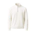 Erkek 3 İplik Şardonlu Yarım Fermuarlı Sweatshirt – Sıcak Tutan Kalın Kumaşlı Polar İçlik – Rahat Günlük Sweat (Ekru, Small)