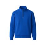 Erkek 3 İplik Şardonlu Yarım Fermuarlı Sweatshirt – Sıcak Tutan Kalın Kumaşlı Polar İçlik – Rahat Günlük Sweat (Sax Mavi, XXLarge)