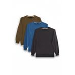Erkek 3'lü Füme-Mavi-Yeşil Relax Fit Rahat Kesim %100 Pamuk 2 İplik Bisiklet Yaka Sweatshirt