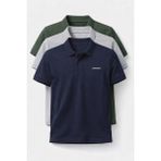 Erkek 3`lü Lacivert-Açıkgri-Nefti Regular Fit %100 Pamuklu Pike Polo Yaka T-Shirt - Indigo - Açık Gri - Nefti Yeşili