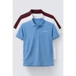 Erkek 3`lü Mavi-Bordo-Beyaz Regular Fit %100 Pamuklu Pike Polo Yaka T-Shirt - Mavi - Bordo - Beyaz - XL