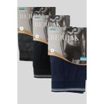 Erkek 3'lü ( SİYAH - FÜME - LACİVERT ) Likralı Pamuklu Boxer-Şort-Külot BERRAK / 1097