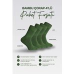 Erkek 4'lü Bambu Lastiksiz Sıkmayan Diyabetik Bilek Çorap/YEŞİL