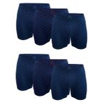 Erkek 6 lı Premium Collection Modal Uzun Boxer 6M250 (Lacivert Desenli, L)