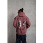 Erkek 98 Baskılı Kapşonlu Sweat - Gül Kurusu