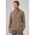 Erkek A-Kahverengi Trend Düğmeli Polo Yaka Sweatshirt