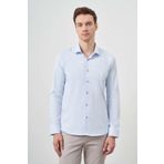 Erkek A. MAVİ Basic Düz Desen İtalyan Yaka Slim Fit Gömlek