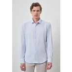 Erkek A. MAVİ Gofre Trend Desenli Dynamic Fit İtalyan Yaka Gömlek